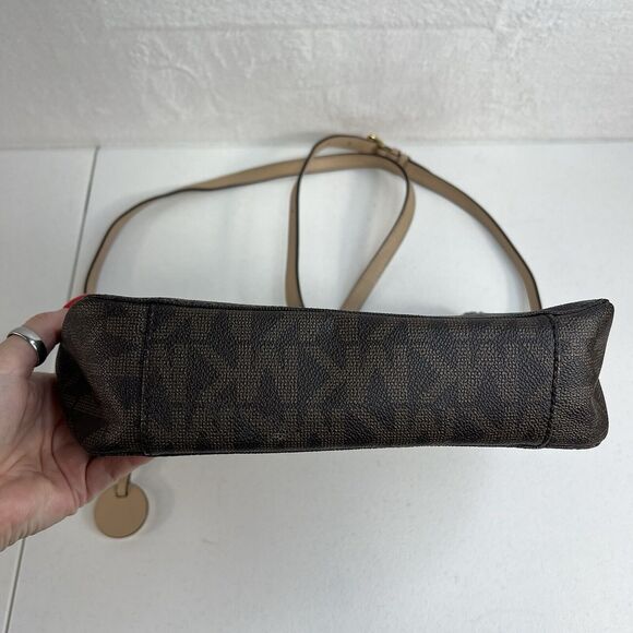 Michael Kors Crossbody Jet Set Large Brown Monogram Travel Logo Messenger Bag - Picture 7 of 15